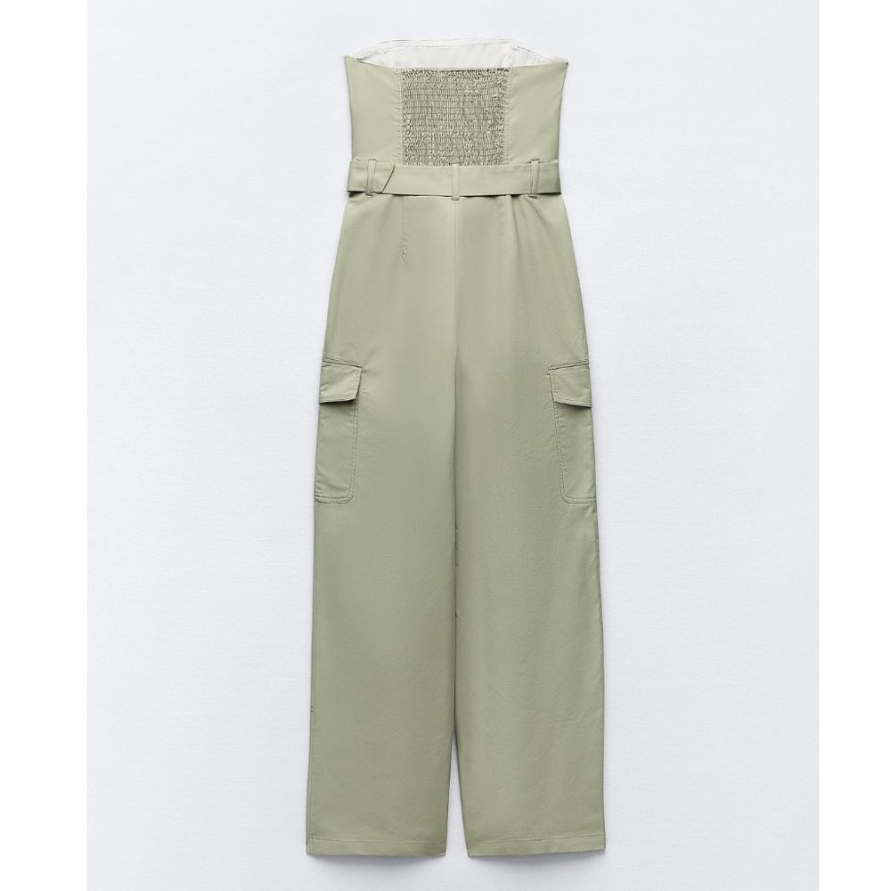 Zara Strapless Jumpsuit Light Khaki NWT - Picture 11 of 11